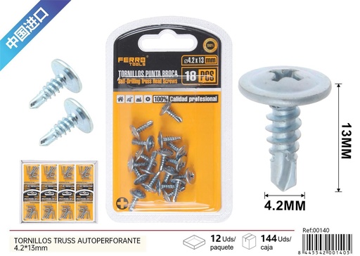 [00140] Tornillos truss autoperforante 4.2*13mm - Accesorios de ferretería