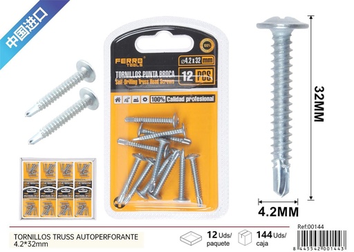 [00144] Tornillos truss autoperforante 4.2x32mm para fijación