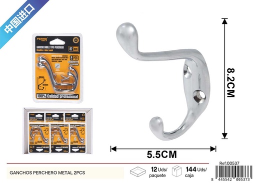 [00537] Ganchos perchero metal 2 piezas - Herramientas y ganchos
