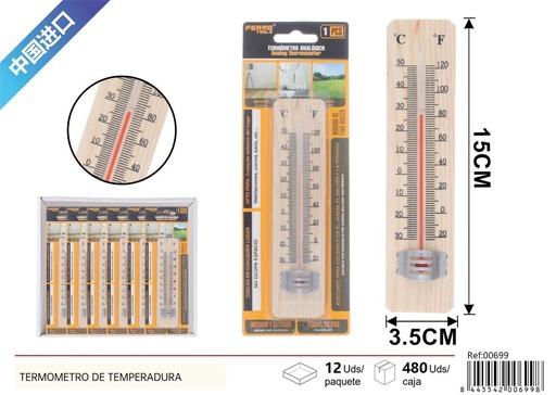 [00699] Termómetro de madera para medición de temperatura