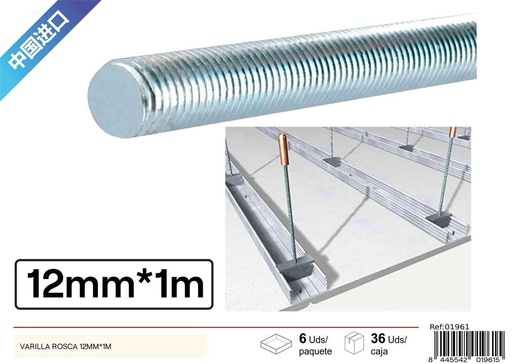 [01961] Varilla roscada de 12mm*1m - Herramientas de ferretería