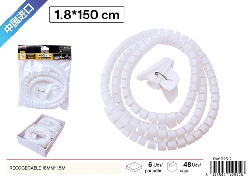 [02512] Recogecable de 18mmx1.5m blanco