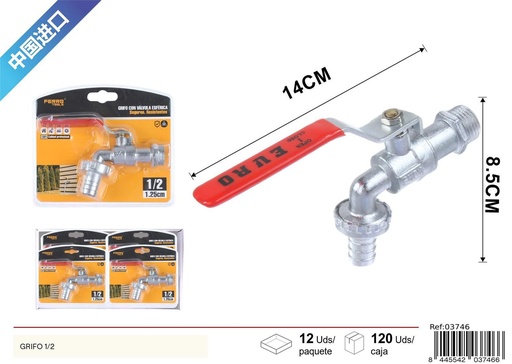 [03746] Grifo con válvula esférica 1/2 para fontanería