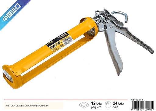 [03941] Pistola de silicona profesional 9" 440g - Herramientas de ferretería y aplicación de adhesivo