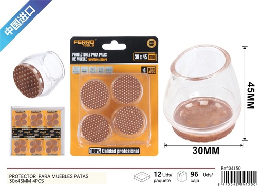 [04150] Protector para muebles patas 30x45mm 4pcs para evitar rasguños