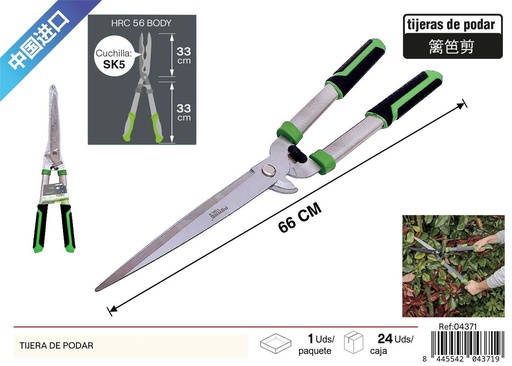 [04371] Tijera de podar acero negro y verde para jardinería