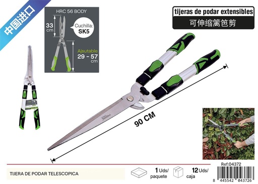 [04372] Tijera de podar telescópica aluminio - Accesorios de jardín y herramientas