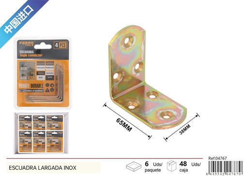 [04767] Escuadra redonda 2.8mm 65x65x38mm 4pcs - Accesorios de ferretería y escuadras