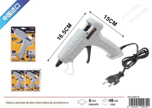 [09970] Pistola de silicona gris 25/100W para barra de 11 mm - Manualidades y pegamentos