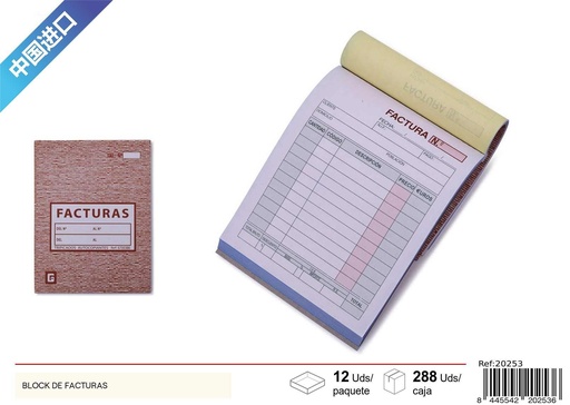 [20253] Block de facturas triplicado 25 - Material de oficina