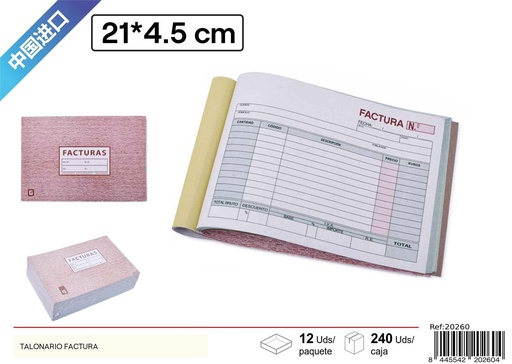 [20260] Talonario de factura horizontal doble 25h - Material de oficina