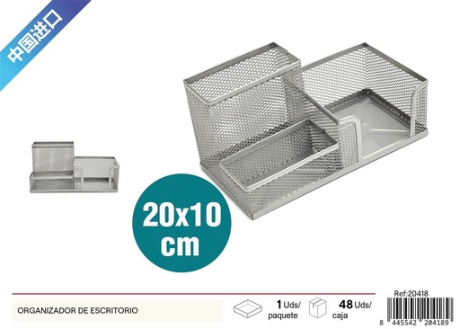 [20418] Organizador de escritorio plateado - Artículos de oficina