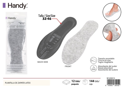 [30515] Plantilla de zapato de látex negro (tallas 32-46) - Accesorios de calzado