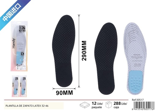 [30517] Plantilla de zapato látex 32-46 para comodidad al caminar