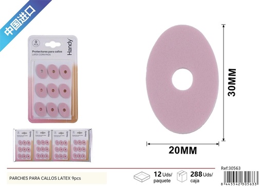 [30563] Parches de látex para callos en forma ovalada color rosa 9 pcs - Cuidados para pies