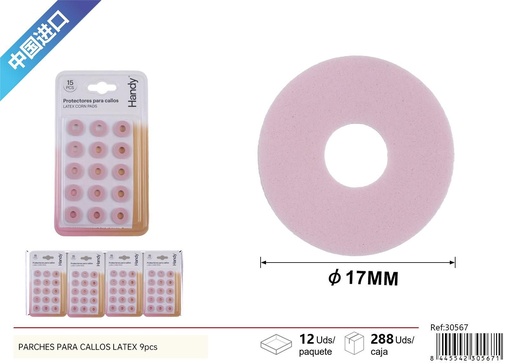 [30567] Parches de latex para callos pequeños color rosa 9 piezas - Accesorios de calzado