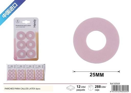 [230569] Parche para callos de látex rosa 6 piezas - Accesorios de comodidad para pies