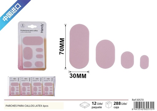 [30570] Parches para callos de látex en varios tamaños 6pcs