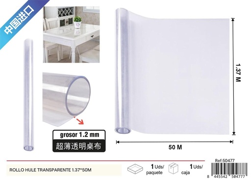 [50477] Rollo de PVC transparente 0.12 en 1.37*50m - Textiles para el hogar