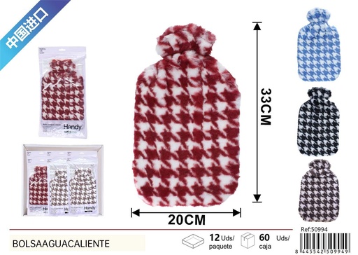 [50994] Bolsa de agua caliente con diseño a cuadros y 45% de contenido de goma - Accesorios para el hogar