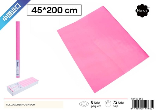 [51165] Rollo adhesivo papel decorativo en color flúor fucsia 0.45x2m