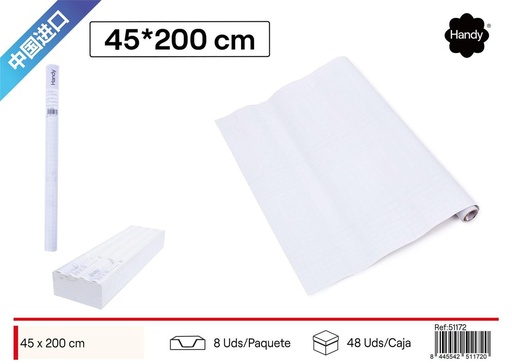 [51172] Papel decorativo blanco con textura madera 2m x 45cm