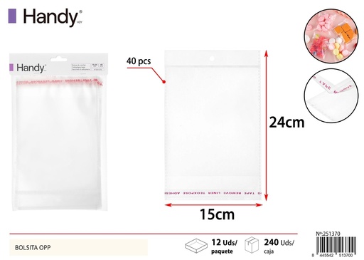 [51370] Bolsita OPP con agujero de avión 15*24 4 mil 40 pcs - Embalaje para alimentos