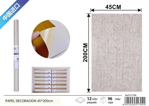 [251794] Papel de decoración imitación madera 45x200 cm - Decoración de interiores