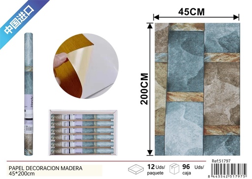 [251797] Papel de decoración ladrillo 45x200 cm - Decoración de interiores