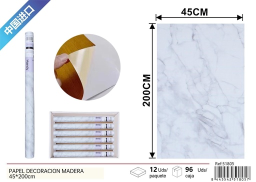 [251805] Papel de decoración imitación mármol 45x200 cm - Decoración de interiores