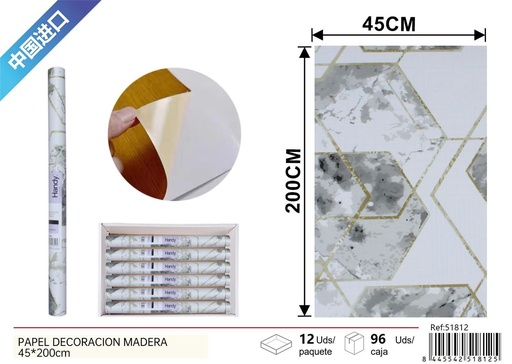 [51812] Papel decoración piedra 45x200cm para paredes y revestimientos