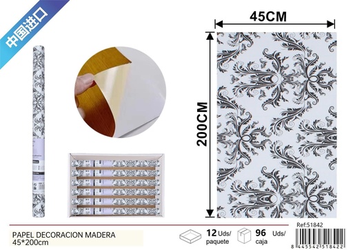 [251842] Papel decorativo estampado 45*200 cm - Papel tapiz decorativo para el hogar