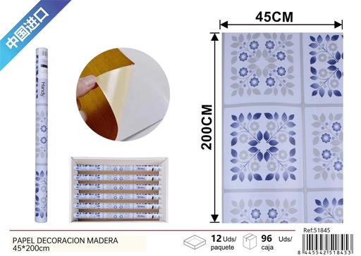 [51845] Papel de decoración estampada 45x200cm para paredes del hogar