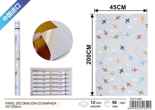 [251849] Papel decorativo estampado 45*200 cm - Papel tapiz autoadhesivo de diseño