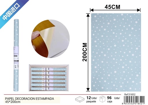 [251852] Papel decorativo estampado 45*200 cm - Papel tapiz decorativo para el hogar