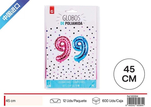 [260084] Globo de aluminio impreso colorido número 9 - Decoración para fiestas