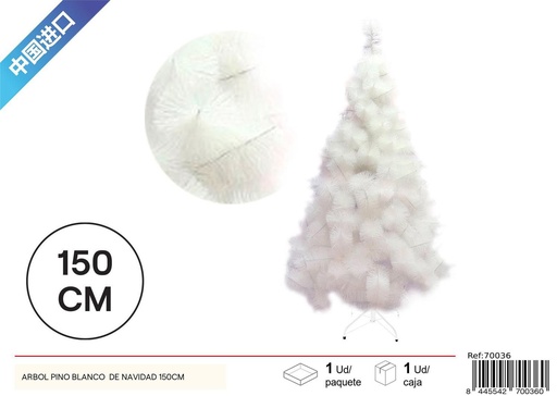 [70036] Árbol pino blanco de Navidad 150cm 136T para festividades