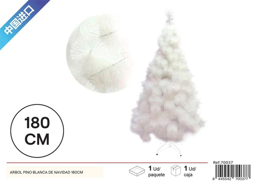 [70037] Árbol de Navidad pino blanco 180cm para decoración navideña