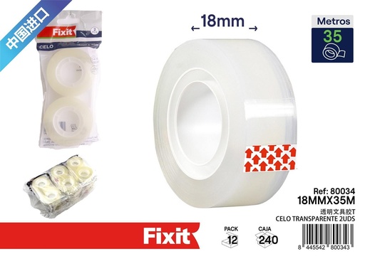 [80034] Celo transparente 18mm*35m 2 pcs - Artículos de oficina