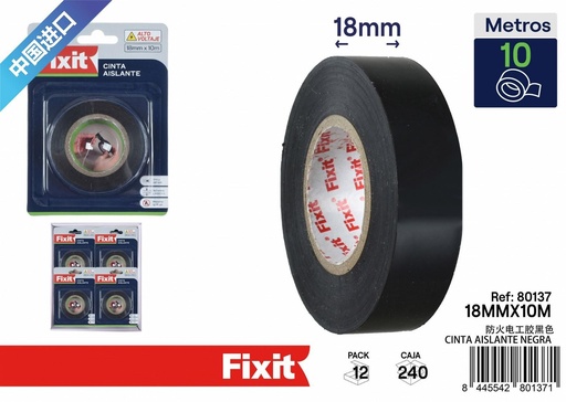 [80137] Cinta aislante negra 18mm x 10m - Suministros eléctricos