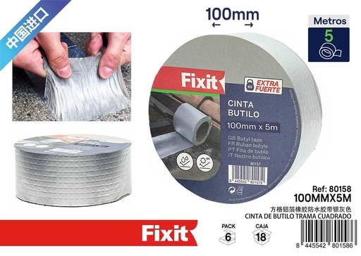 [80158] Cinta de butilo trama cuadrado 100mm x 5m para reparaciones