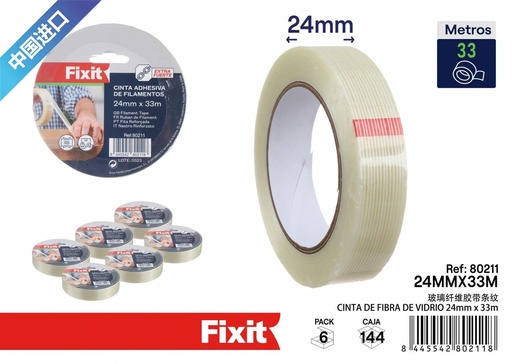 [80211] Cinta de fibra de vidrio 24mm x 33m - Material de ferretería