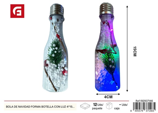 [237146] Bola de Navidad forma botella con luz 4x15 cm