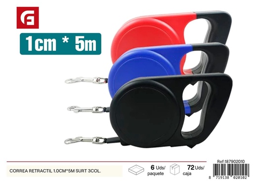 [187902010] Cinta retráctil de mascotas 1.0 cm x 5 m surtido 3 colores - Accesorios para mascotas