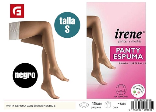 [130200058] Panty espuma con braga negro talla S para comodidad diaria