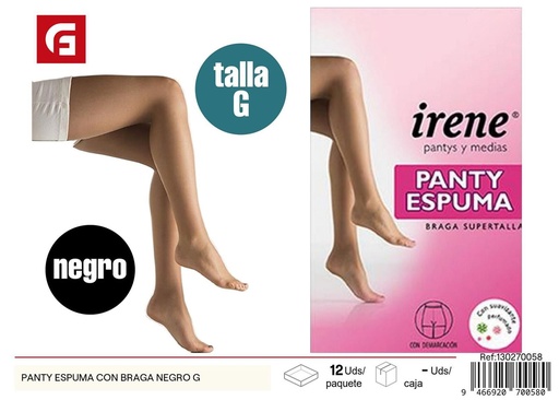 [130270058] Panty espuma con braga negro talla G para confort y estilo