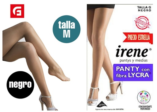 [130200046] Panty negro con fibra lycra talla M para mujer