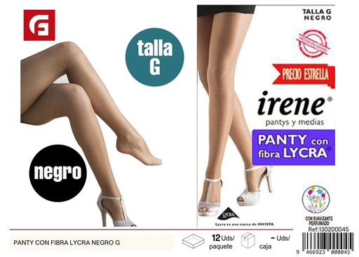 [130200045] Panty con fibra lycra negro G para moda y confort