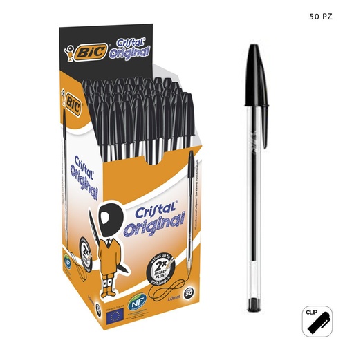 [A000184] Bolígrafo BIC original negro caja de 50 unidades - Material de oficina