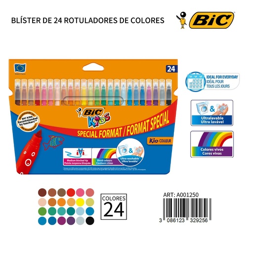 [A001250] Rotulador BIC 24 colores - Estuche de 24 rotuladores de colores